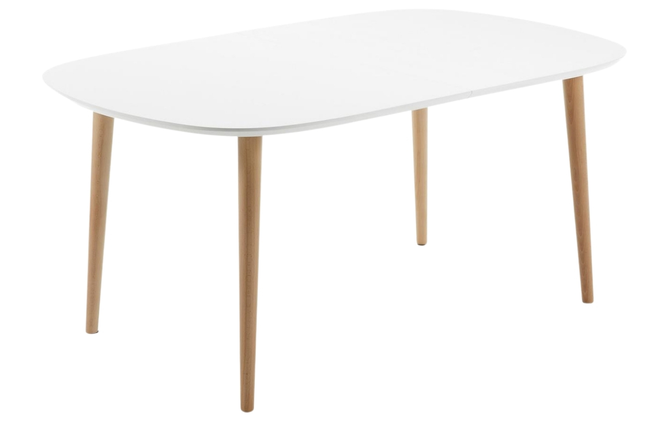 Kave Home Bílý lakovaný rozkládací jídelní stůl Oqui 160/260 x 100 cm