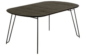 Kave Home Černý jasanový rozkládací stůl Milian 140-220x90 cm