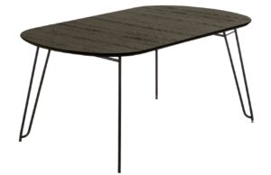Kave Home Černý jasanový rozkládací stůl Milian 170-320x100 cm