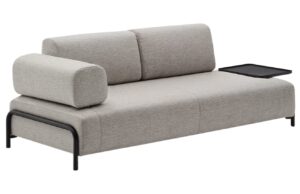 Kave Home Béžovošedá trojmístná pohovka Compo 252 cm s velkým stolkem