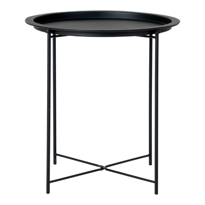 Nordic Living Černý kulatý kovový odkládací stolek Ronan 47 cm