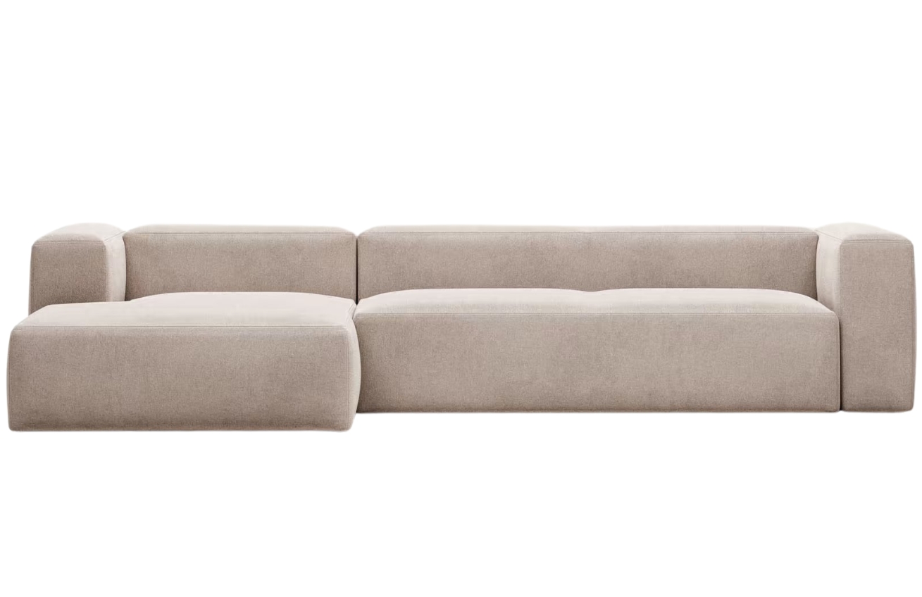 Kave Home Béžová rohová pohovka Blok 330 cm