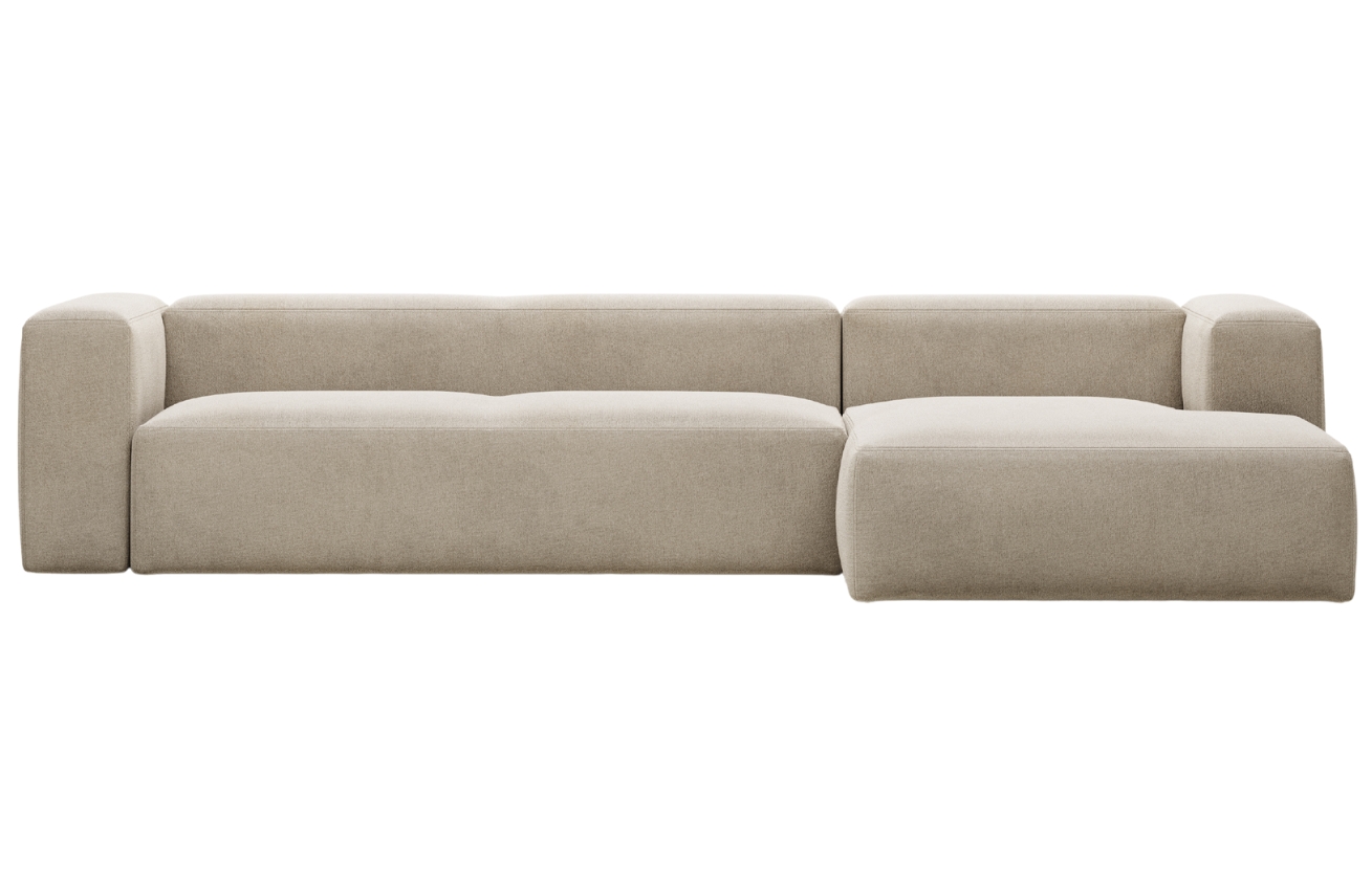 Kave Home Béžová rohová pohovka Blok 330 cm