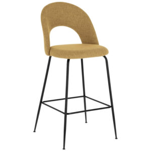 Kave Home Hořčicově žlutá látková barová židle Mahalia 63 cm