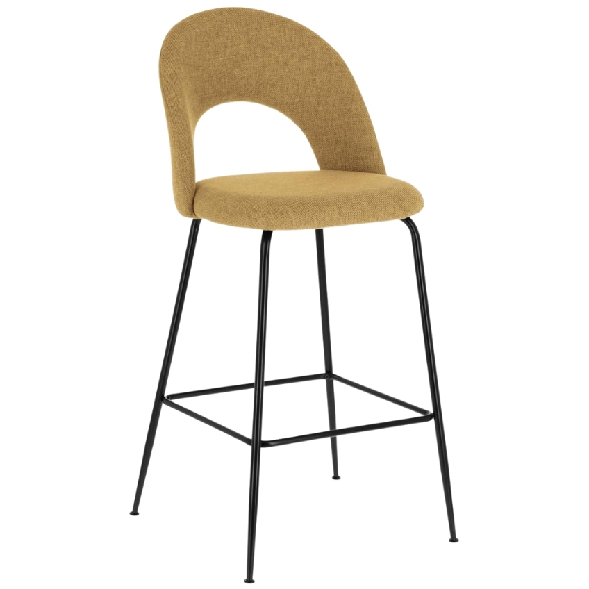 Kave Home Hořčicově žlutá látková barová židle Mahalia 63 cm