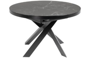 Kave Home Černý mramorový rozkládací jídelní stůl Vashti 120/160 x 120 cm
