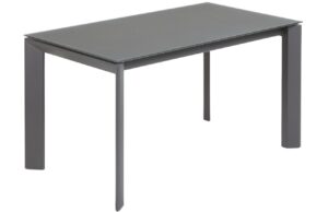 Kave Home Tmavě šedý skleněný rozkládací jídelní stůl Axis 140/200x90 cm