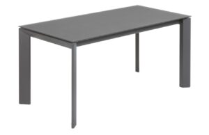 Kave Home Tmavě šedý skleněný rozkládací jídelní stůl Axis 160/220x90 cm