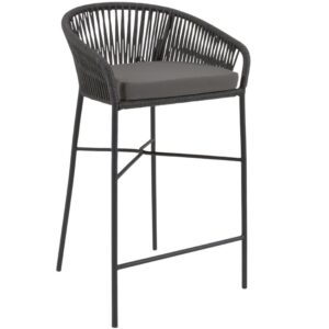 Kave Home Černá pletená barová židle Yanet 80 cm