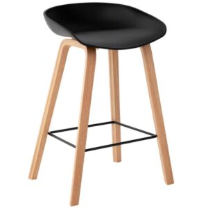 Černá barová židle Somcasa Ruth 68 cm s dřevěnou podnoží