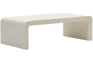 Kave Home Bílý cementový zahradní konferenční stolek Aiguablava 135 x 65 cm