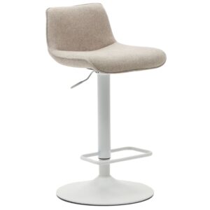Kave Home Béžová čalouněná barová židle Zenda 64-86 cm