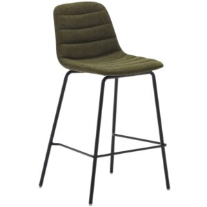 Kave Home Tmavě zelená čalouněná barová židle Zunilda 65 cm