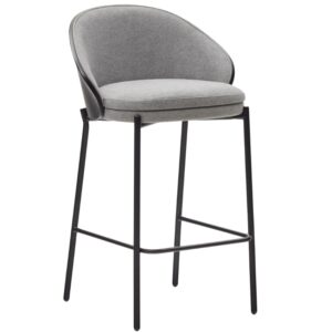 Kave Home Šedá čalouněná barová židle Eamy II. 65 cm