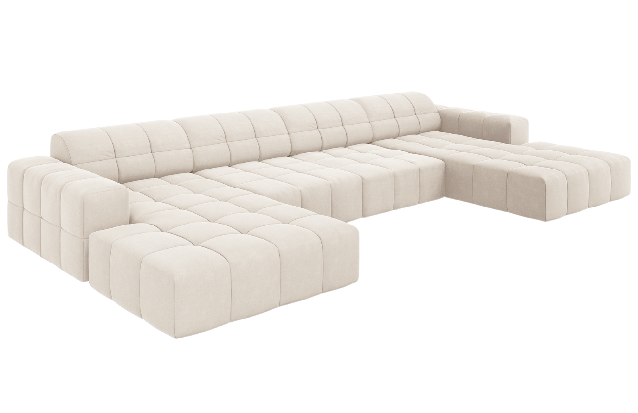Cosmopolitan Design Béžová sametová rohová pohovka Chicago 364 cm