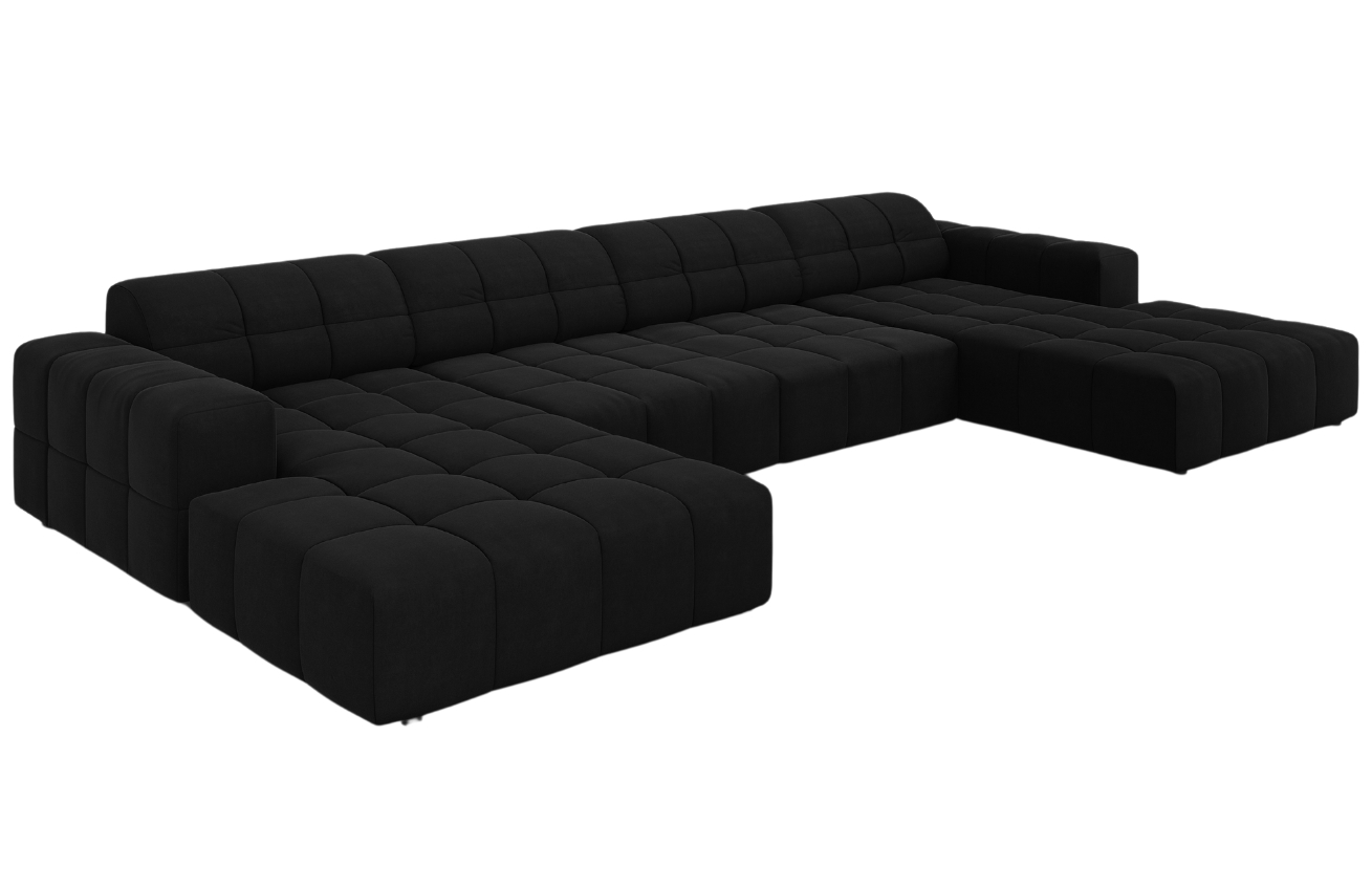 Cosmopolitan Design Černá sametová rohová pohovka Chicago 364 cm