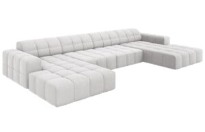 Cosmopolitan Design Světle šedá sametová rohová pohovka Chicago 364 cm