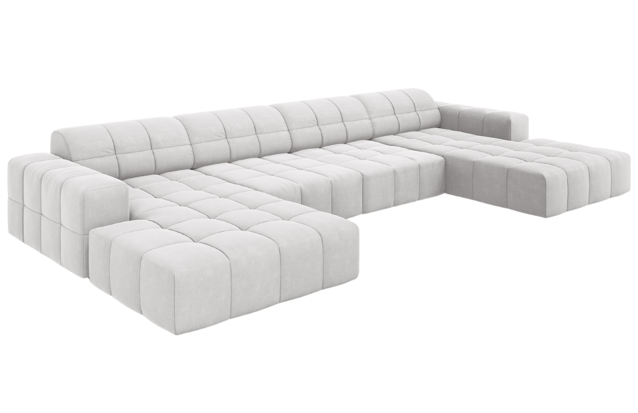 Cosmopolitan Design Světle šedá sametová rohová pohovka Chicago 364 cm