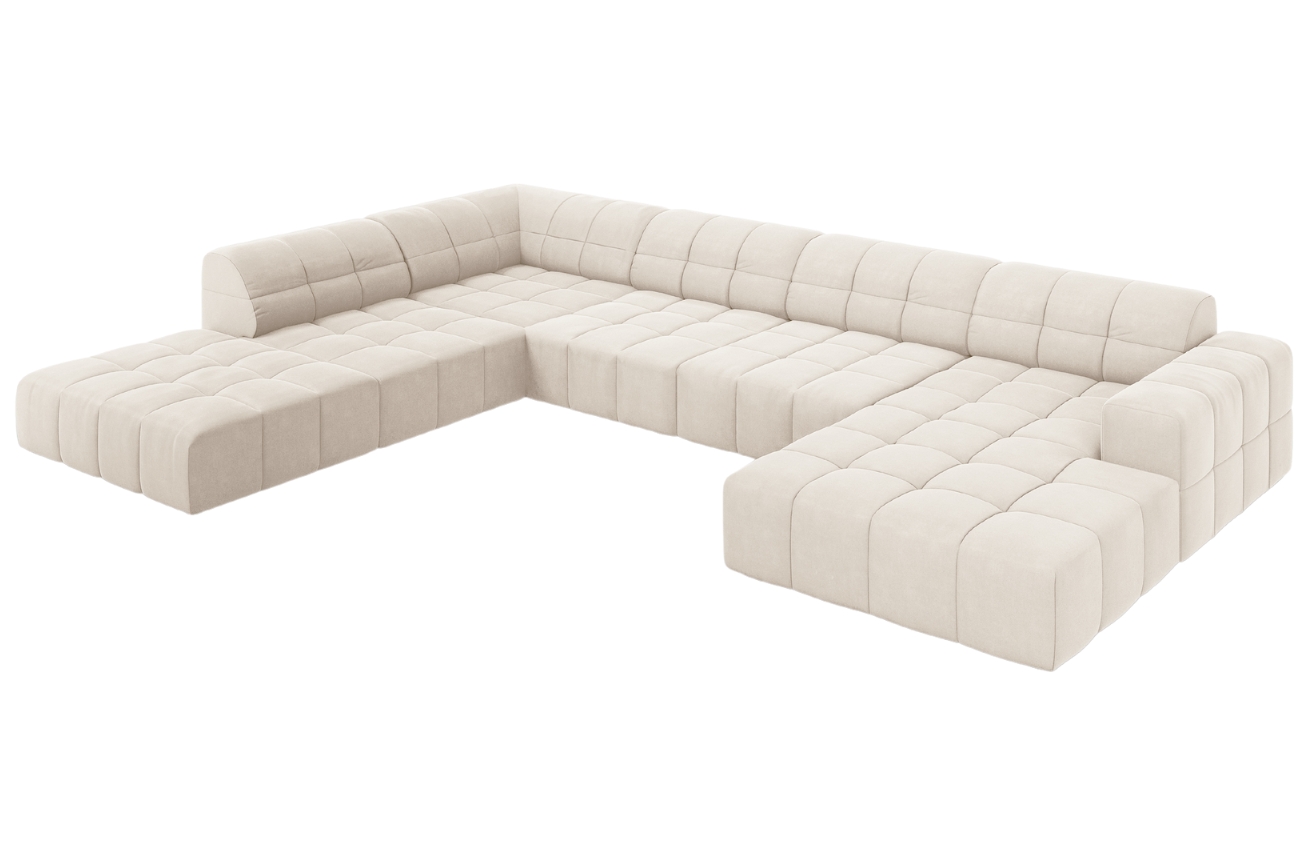 Cosmopolitan Design Béžová sametová rohová pohovka Chicago 364 cm