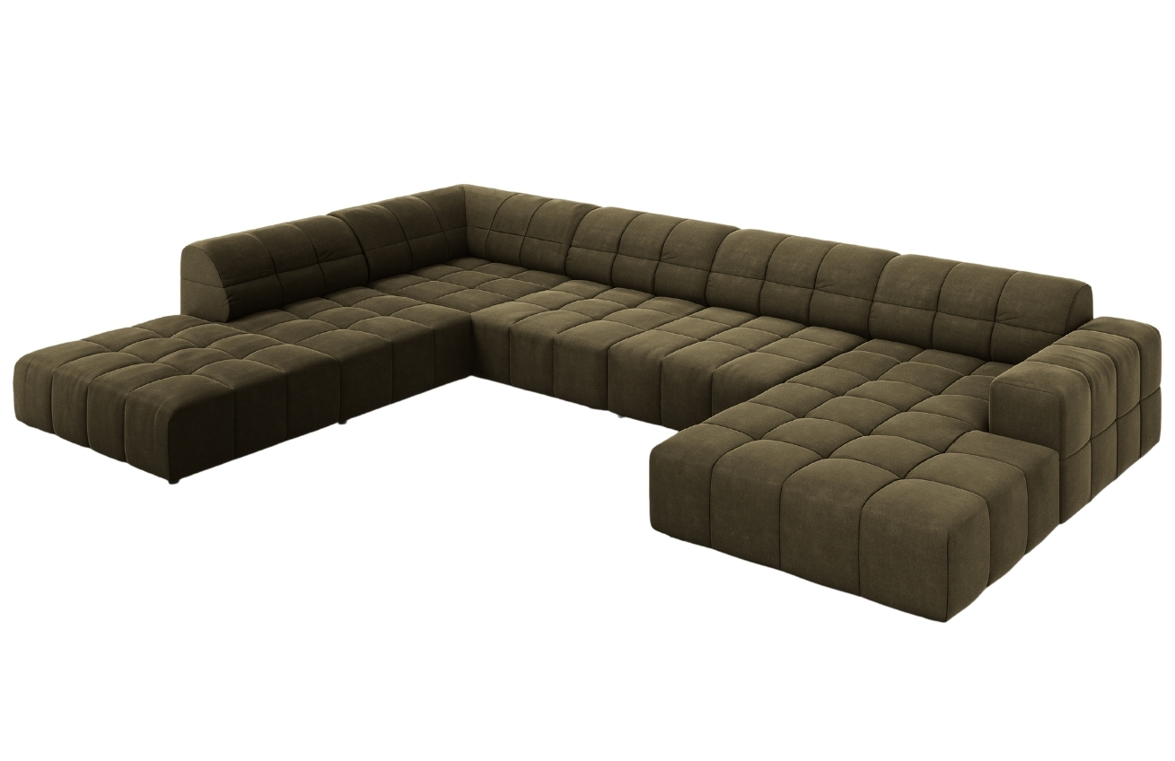 Cosmopolitan Design Zelená sametová rohová pohovka Chicago 364 cm
