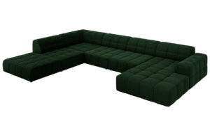 Cosmopolitan Design Lahvově zelená sametová rohová pohovka Chicago 364 cm