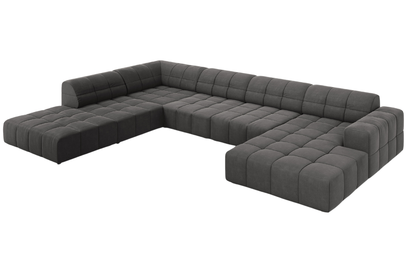 Cosmopolitan Design Tmavě šedá sametová rohová pohovka Chicago 364 cm