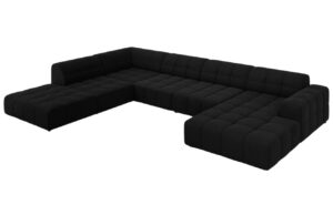 Cosmopolitan Design Černá sametová rohová pohovka Chicago 364 cm