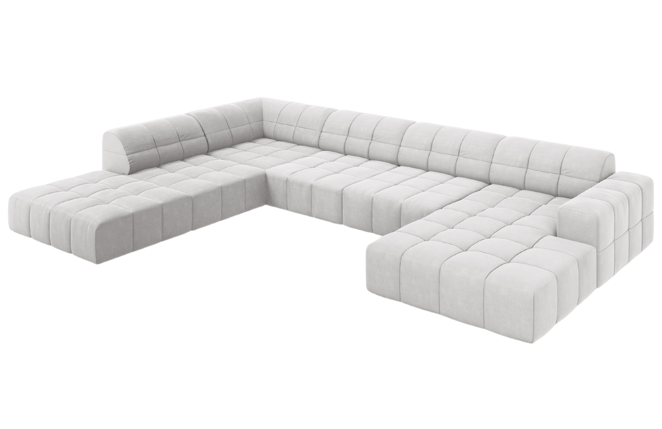Cosmopolitan Design Světle šedá sametová rohová pohovka Chicago 364 cm