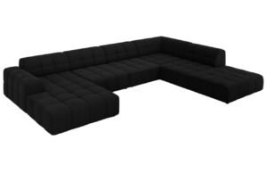 Cosmopolitan Design Černá sametová rohová pohovka Chicago 364 cm