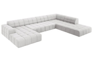 Cosmopolitan Design Světle šedá sametová rohová pohovka Chicago 364 cm