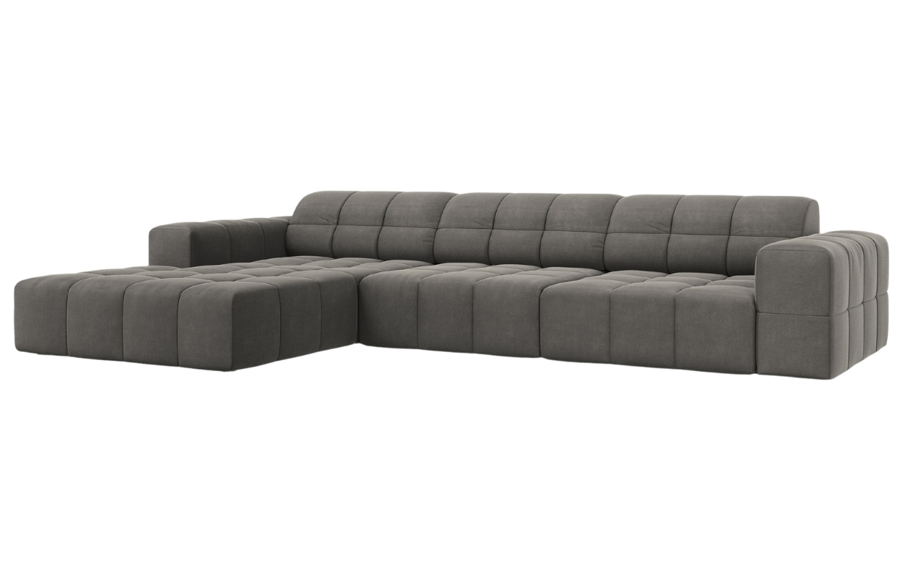 Cosmopolitan Design Šedá sametová rohová pohovka Chicago 284 cm