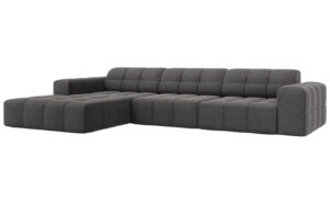 Cosmopolitan Design Tmavě šedá sametová rohová pohovka Chicago 284 cm