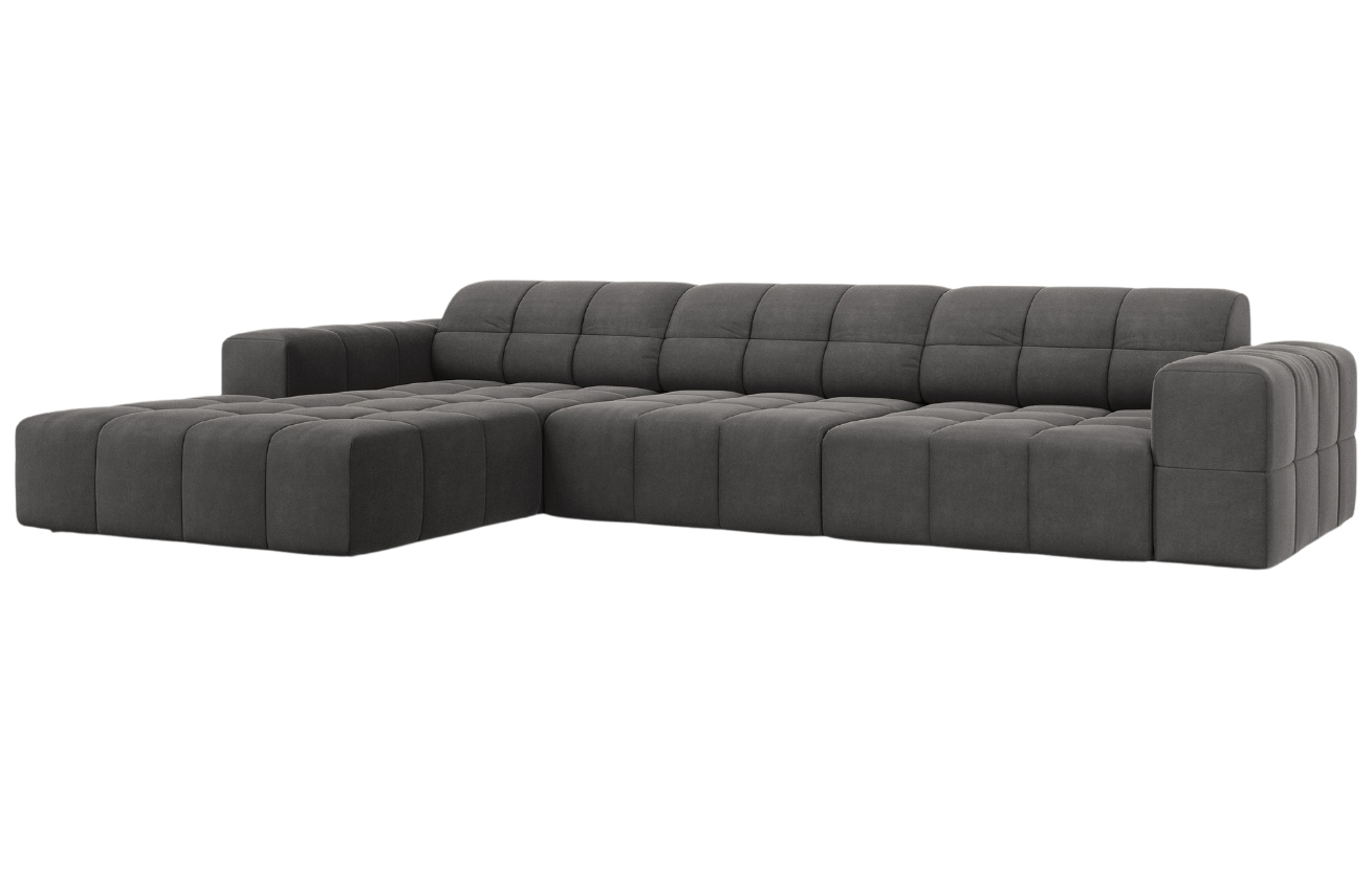 Cosmopolitan Design Tmavě šedá sametová rohová pohovka Chicago 284 cm