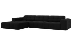 Cosmopolitan Design Černá sametová rohová pohovka Chicago 284 cm