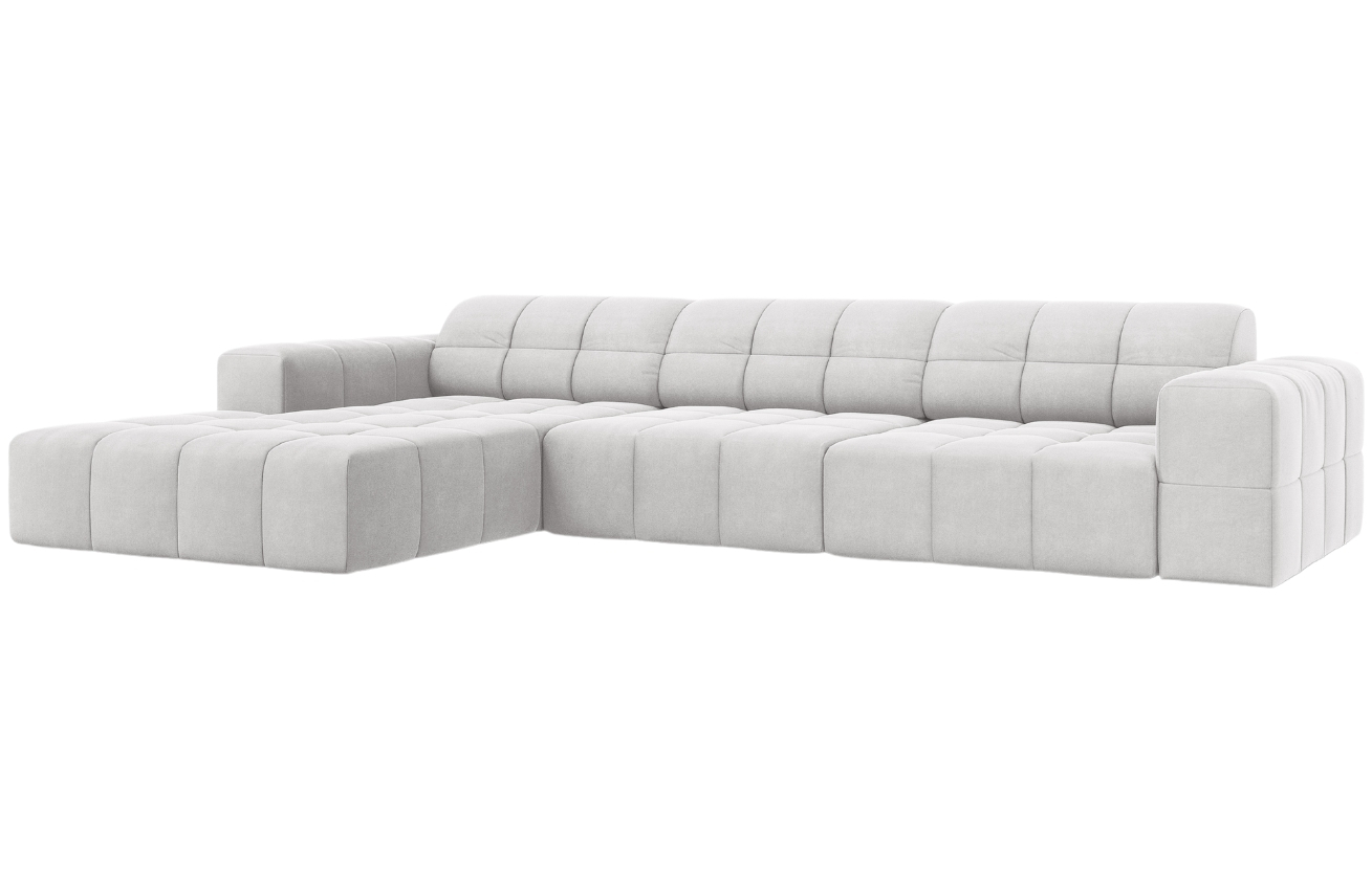 Cosmopolitan Design Světle šedá sametová rohová pohovka Chicago 284 cm