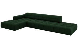 Cosmopolitan Design Lahvově zelená sametová rohová pohovka Chicago 341 cm