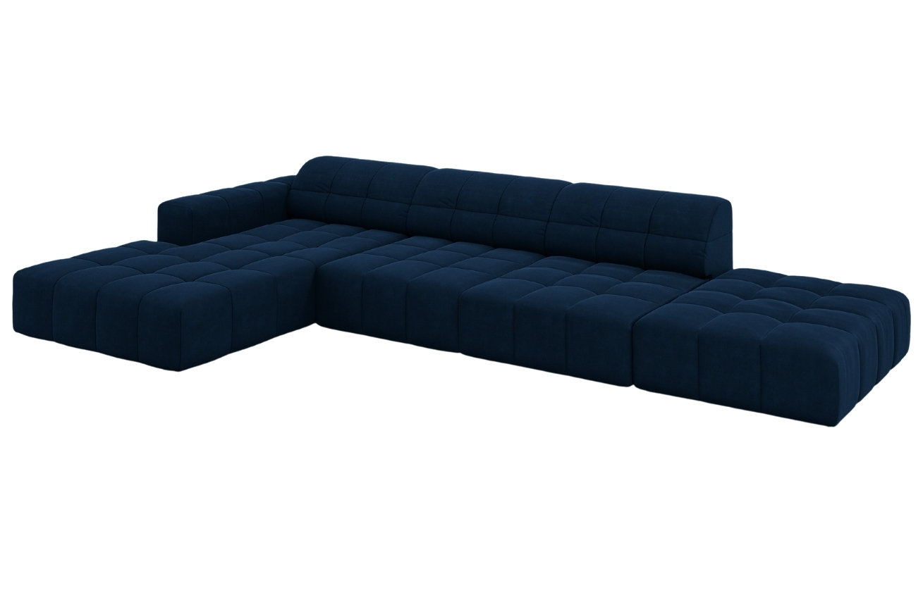 Cosmopolitan Design Královsky modrá sametová rohová pohovka Chicago 341 cm