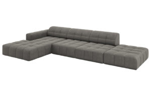 Cosmopolitan Design Šedá sametová rohová pohovka Chicago 341 cm