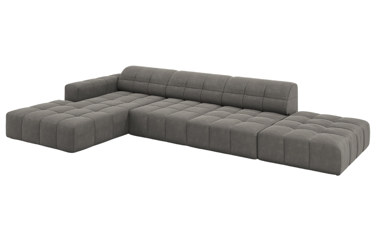 Cosmopolitan Design Šedá sametová rohová pohovka Chicago 341 cm