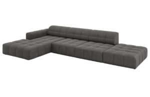Cosmopolitan Design Tmavě šedá sametová rohová pohovka Chicago 341 cm