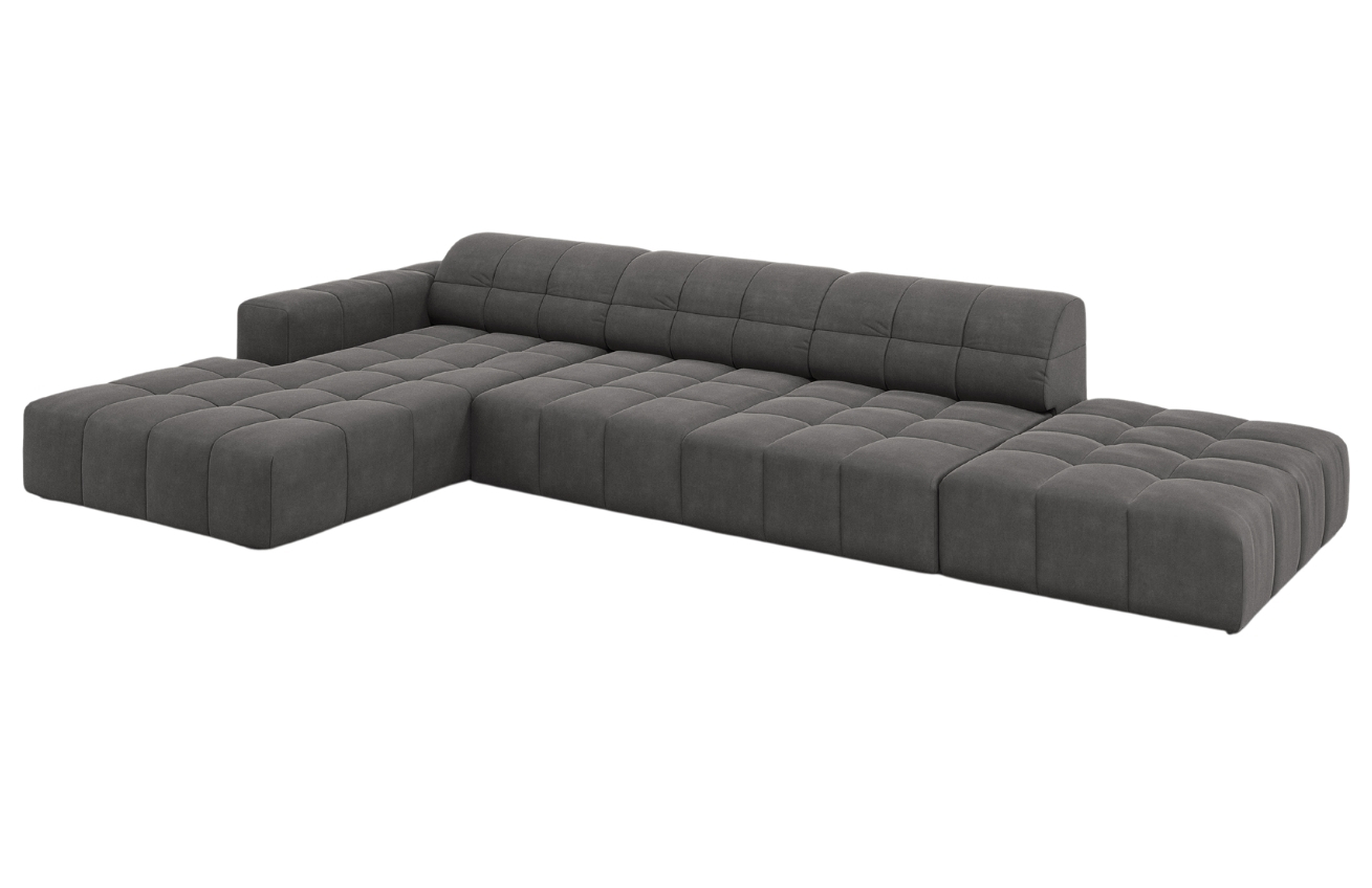Cosmopolitan Design Tmavě šedá sametová rohová pohovka Chicago 341 cm