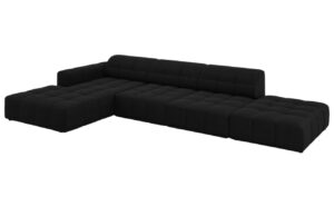 Cosmopolitan Design Černá sametová rohová pohovka Chicago 341 cm