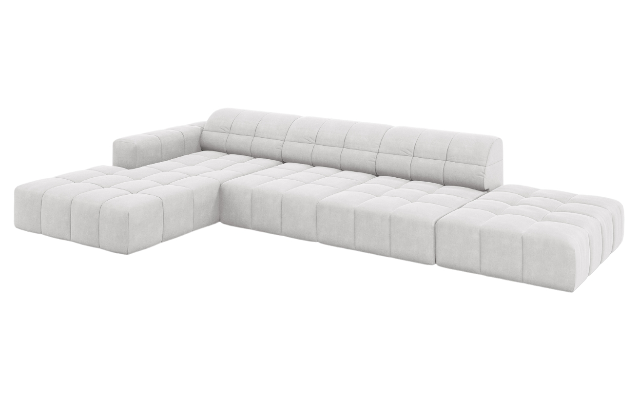 Cosmopolitan Design Světle šedá sametová rohová pohovka Chicago 341 cm