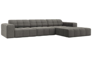 Cosmopolitan Design Šedá sametová rohová pohovka Chicago 284 cm