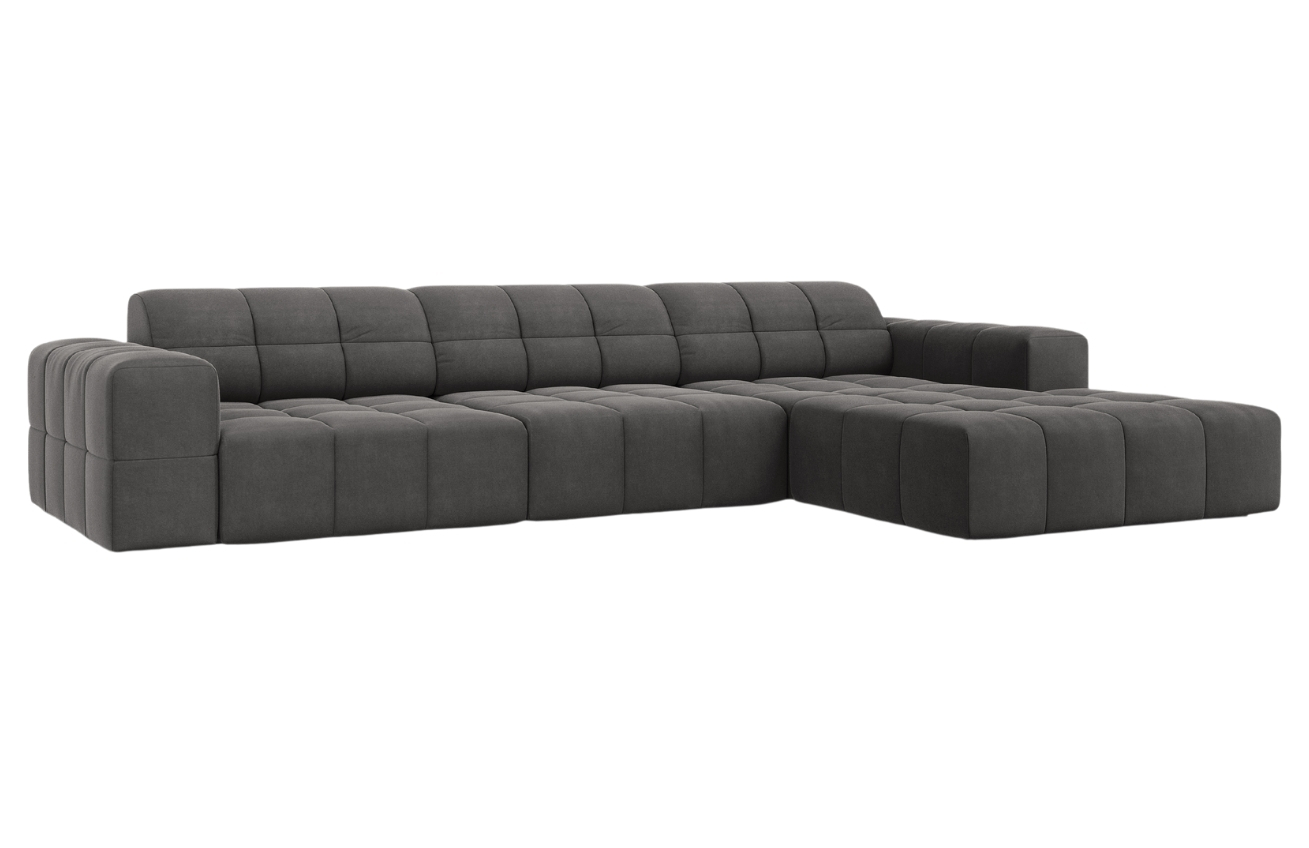 Cosmopolitan Design Tmavě šedá sametová rohová pohovka Chicago 284 cm