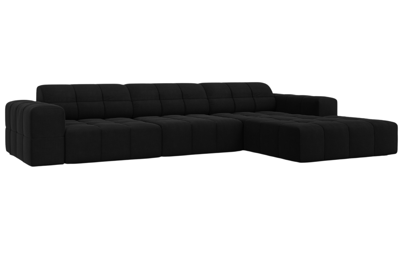 Cosmopolitan Design Černá sametová rohová pohovka Chicago 284 cm