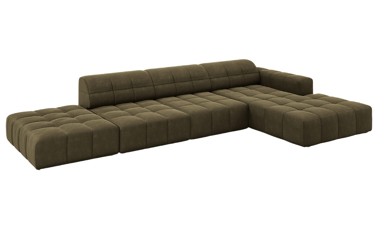 Cosmopolitan Design Zelená sametová rohová pohovka Chicago 341 cm