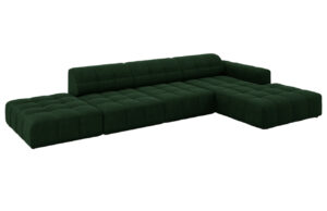 Cosmopolitan Design Lahvově zelená sametová rohová pohovka Chicago 341 cm