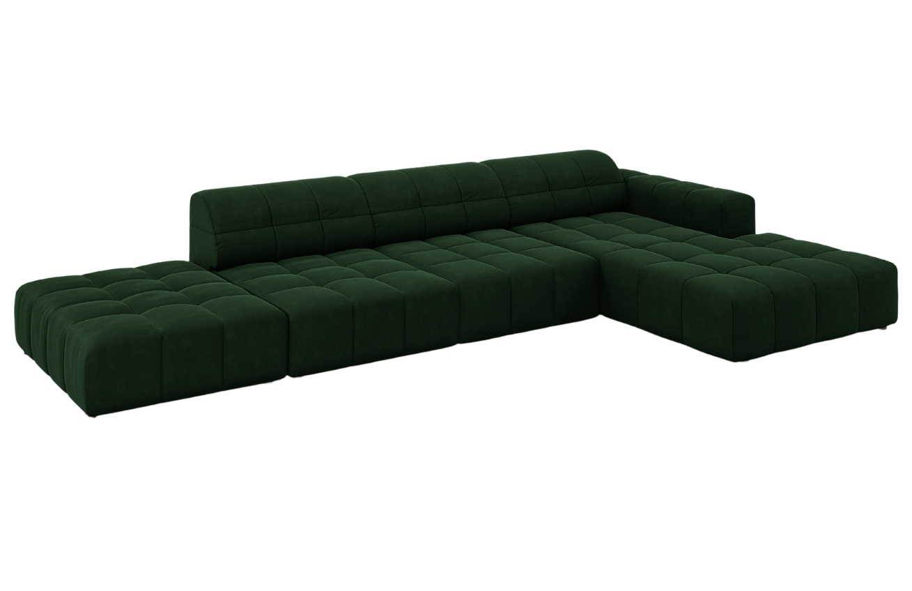 Cosmopolitan Design Lahvově zelená sametová rohová pohovka Chicago 341 cm