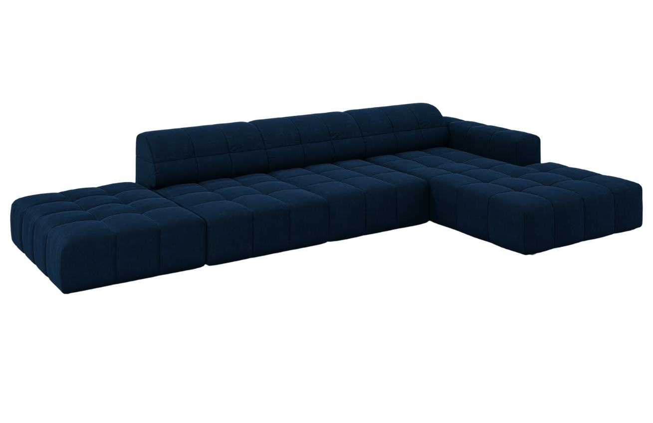 Cosmopolitan Design Královsky modrá sametová rohová pohovka Chicago 341 cm